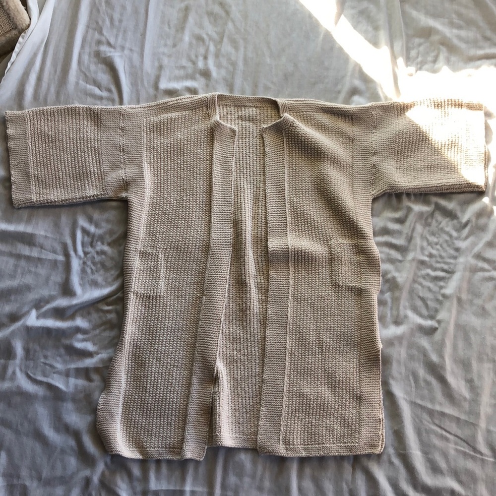 Vintage hand knit cream cotton cardigan M
